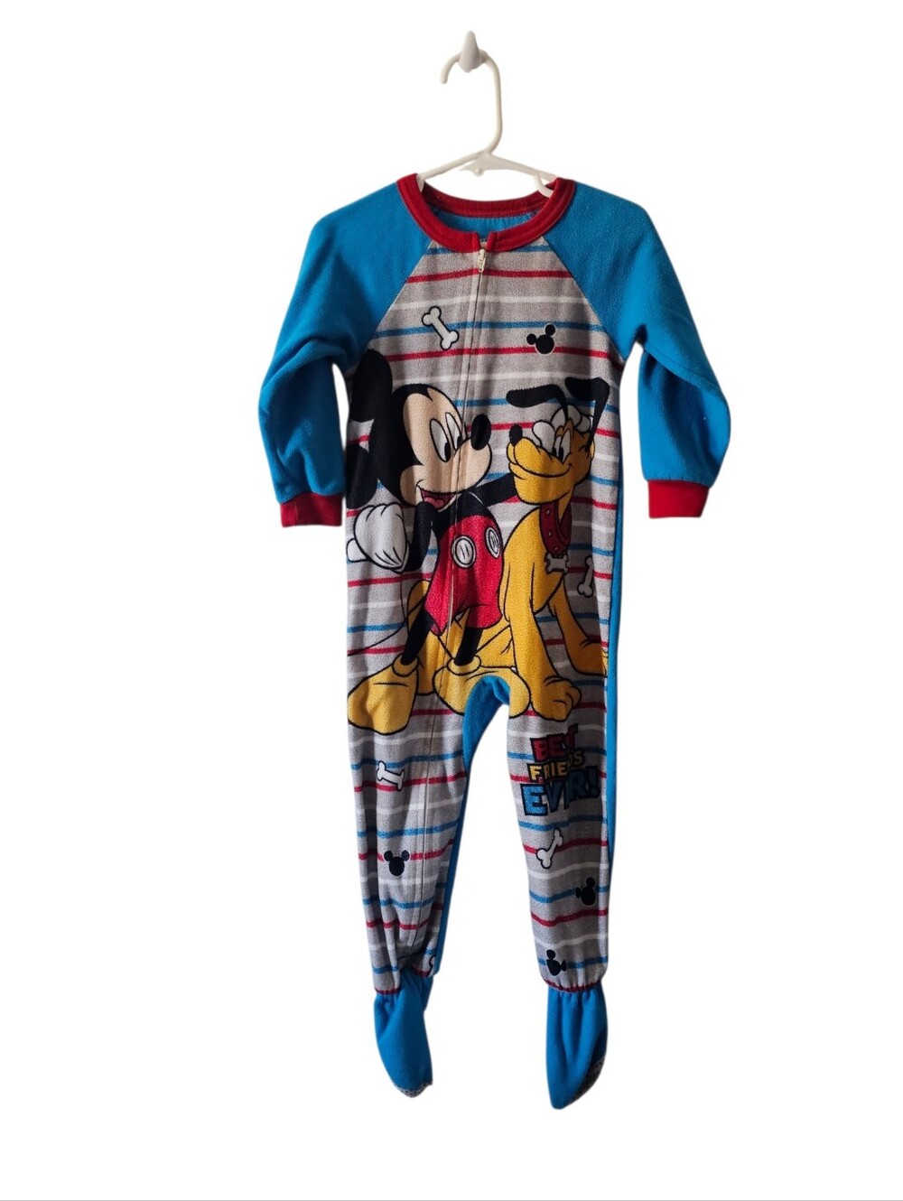Disney Mickey Roadster Racers Fleece Footed Pajama Sleeper Toddler Boy 3T Blue